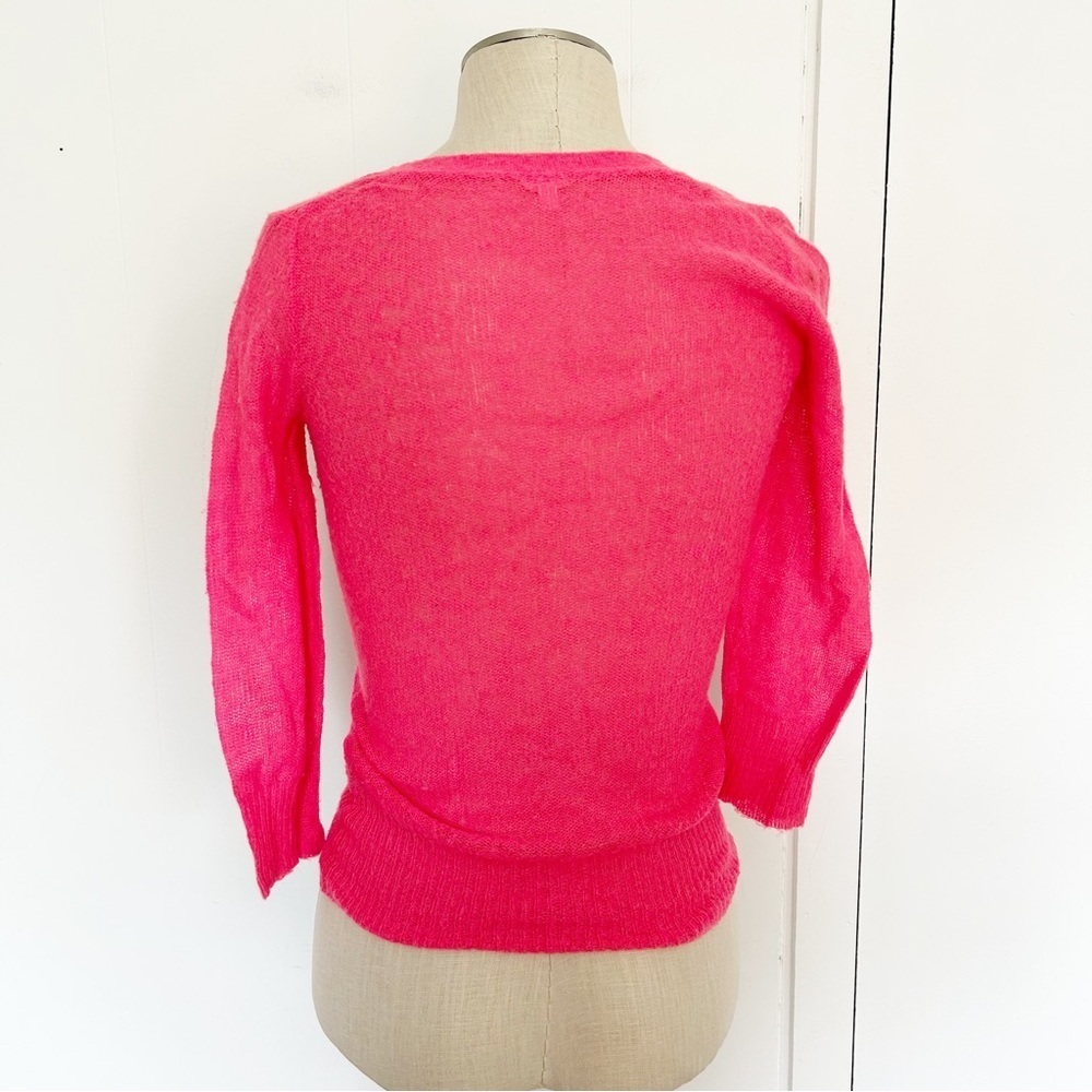 J. Crew Neon Pink Mohair Blend Cardigan Sweater XS - Picture 2 of 6